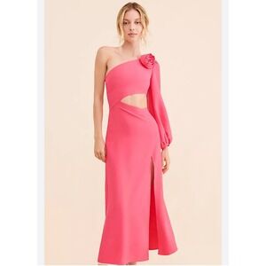 Laagam Free People Candela One Shoulder Maxi Dress Rose Cutout Formal Barbie XL